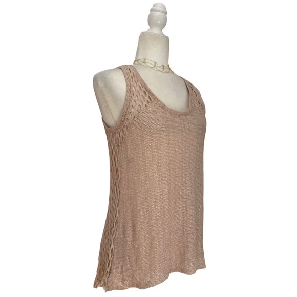 Generation Love New York Fishnet back Nude Shimmer Tank - Picture 2 of 7